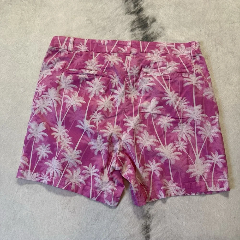 Stella Parker Shorts Womens Size 12 Pink Palm Tree Print Chino Beach Tropical - Picture 2 of 8